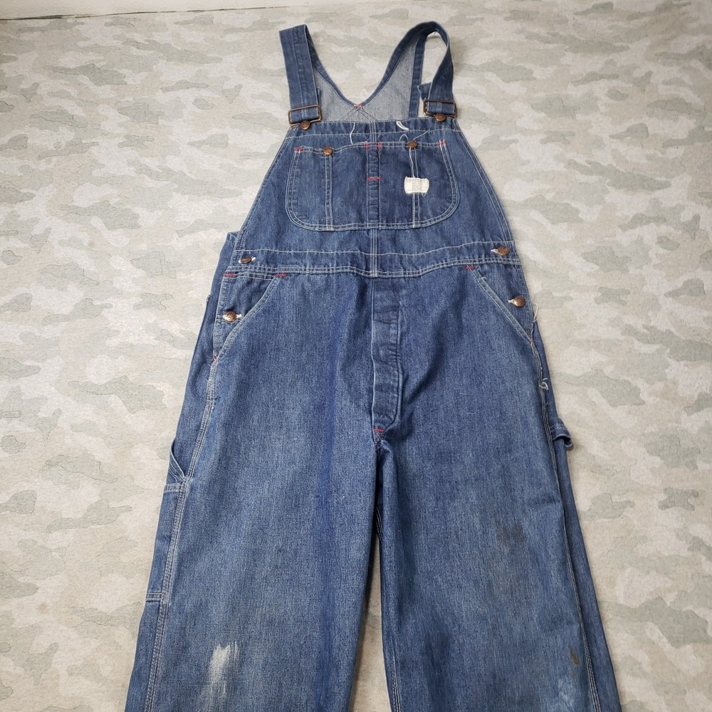 Vintage Big Mac Bib Overall Bibs Mens 34x30 Blue Pockets Denim